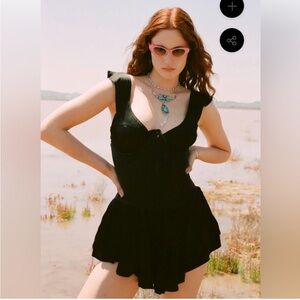 Vanessa Mooney | Dresses | Vanessa Mooney Black Satin Elizabeth Romper |  Poshmark